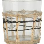 Kerzenhalter für Teelicht mit Bambusgeflecht, Höhe 8cm