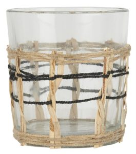 Kerzenhalter für Teelicht mit Bambusgeflecht, Höhe 8cm