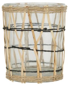 Kerzenhalter für Teelicht mit Bambusgeflecht, Höhe 9,7cm