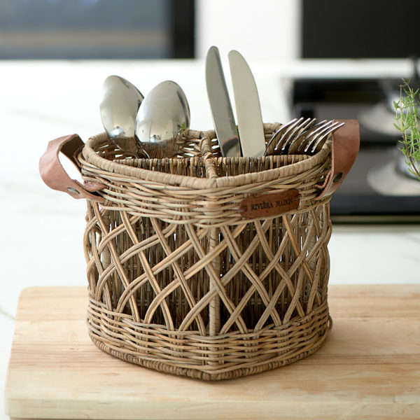 Rustic Rattan Utensils Holder Heart Rattankorb Herz – Bild 3