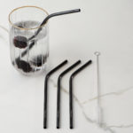 Happy Straws Metal black 4 pcs gebogen Metallstrohhalme – Bild 3