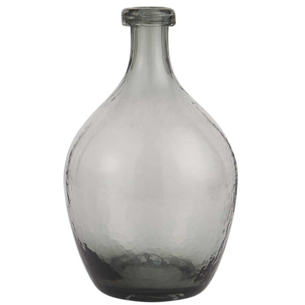 Vase Glasballon 28cm graues Glas mundgeblasen