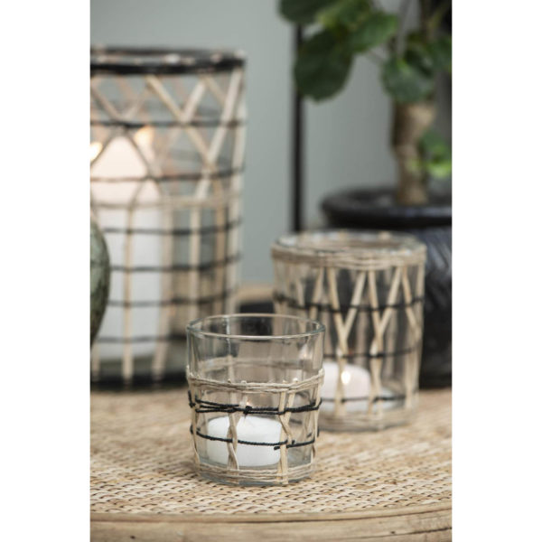 Kerzenhalter für Teelicht mit Bambusgeflecht Höhe 8cm – Bild 3