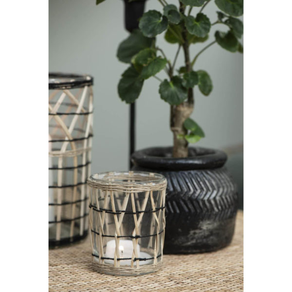 Kerzenhalter für Teelicht mit Bambusgeflecht Höhe 9.7cm – Bild 2
