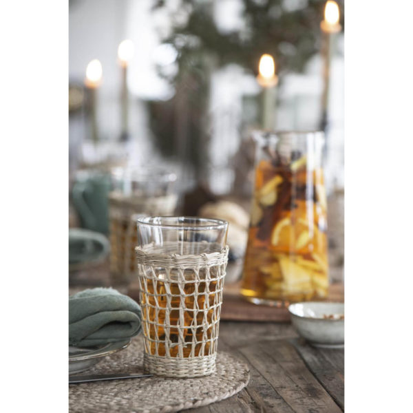 Trinkglas mit Strohgeflecht aus Seegras – Bild 7