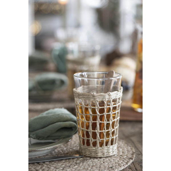 Trinkglas mit Strohgeflecht aus Seegras – Bild 8