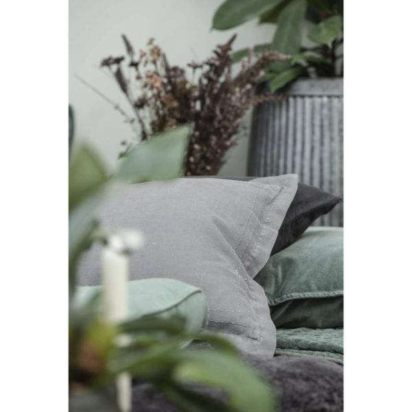 Kissenbezug mit Steppnaht und Kante smoke grau – Bild 3