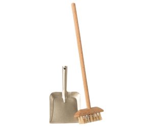 Miniature Broom Set Puppenhaus Handfeger Set Metall / Holz