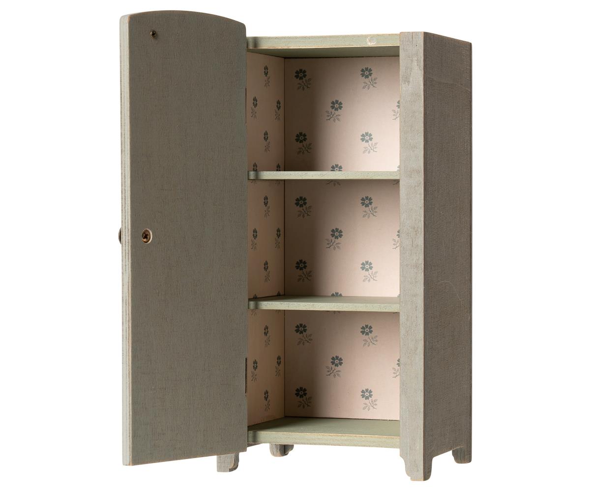 Vintage closet Puppenhaus Schrank grau / mint 22cm von ...