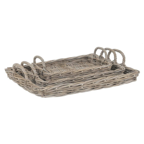 Deko Tablett Rattan grau 40x25 – Bild 2