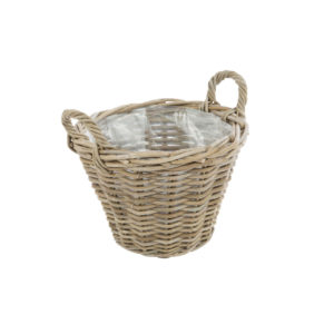 Pflanzkorb Rattan grau mit Henkel 30cm