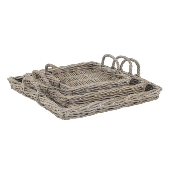 Deko Tablett Rattan grau 40x40cm – Bild 2