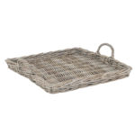 Deko Tablett Rattan grau 40x40cm