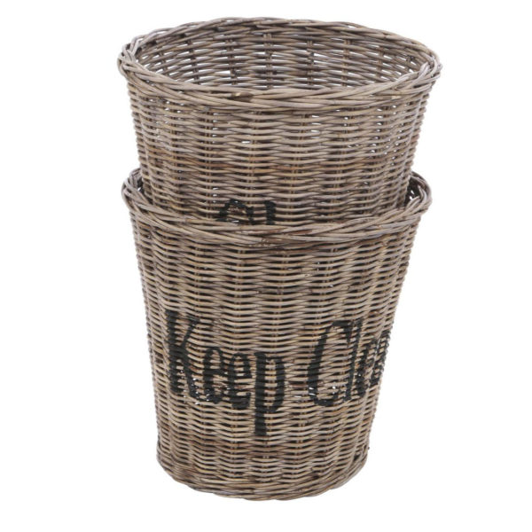 Papierkorb Rattan grau Keep clean – Bild 2