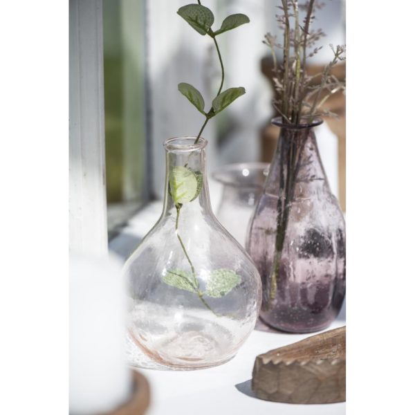 Unika Vase langer Hals klar / leicht rose 16cm – Bild 3