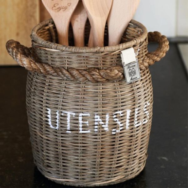 Rustic Rattan Utensils Pot – Bild 2