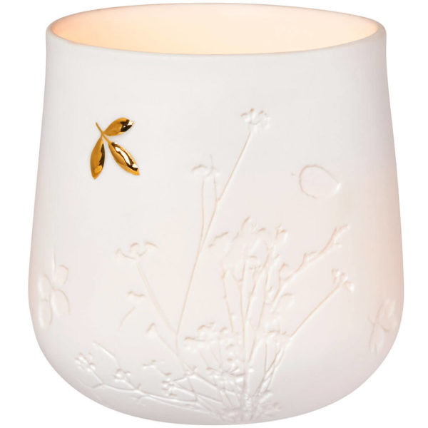 Porzellangeschichten Tischlicht "Goldenes Blatt" 8x8cm – Bild 2