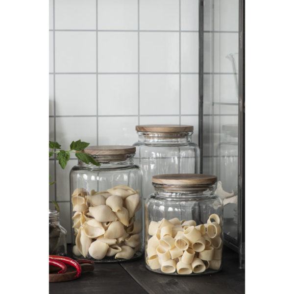 Glaskrug mit Holzdeckel 23.5cm, Vorratsglas – Bild 2