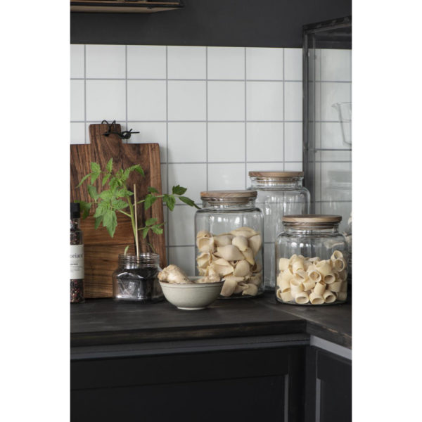 Glaskrug mit Holzdeckel 23.5cm, Vorratsglas – Bild 3