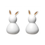 Ostern Porzellanhase klein 2er Set Damen gold 5cm