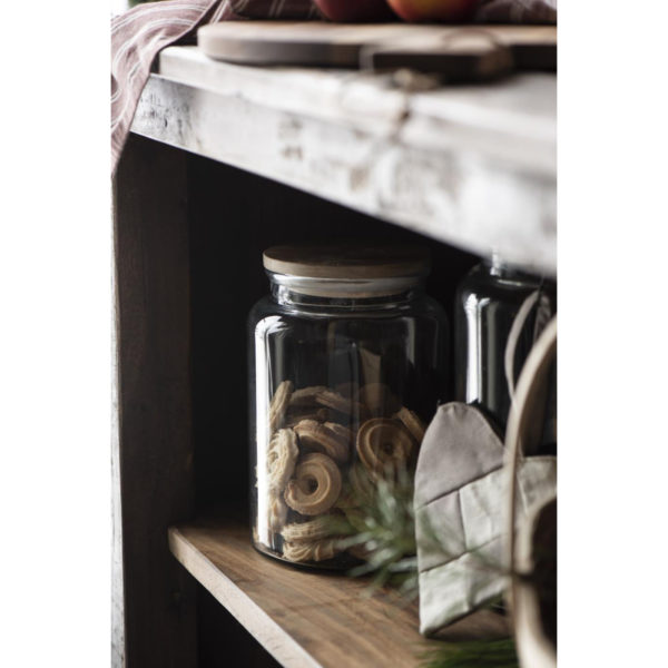 Glaskrug mit Holzdeckel 23.5cm, Vorratsglas – Bild 6