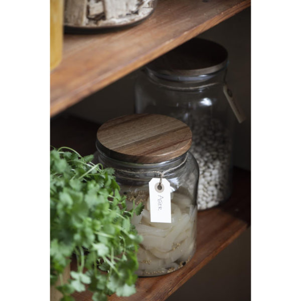 Glaskrug mit Holzdeckel 23.5cm, Vorratsglas – Bild 7