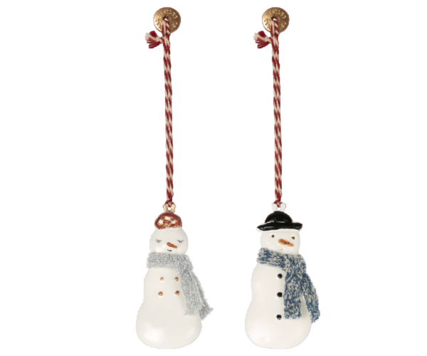 Weihnachtsbaumschmuck Metallornament Schneemann dunkelblauer Schal – Bild 2