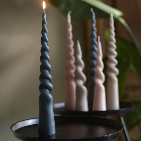 Twisted Cone Candle dark grey 35cm, Dinnerkerze – Bild 4