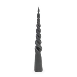 Twisted Cone Candle dark grey 35cm, Dinnerkerze