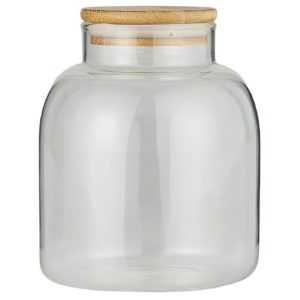 Glaskrug mit Bambusdeckel 15cm, Vorratsglas