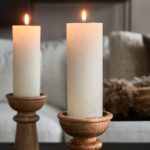 Pillar Candle Rustic white 7x18cm, Stumpenkerze – Bild 4