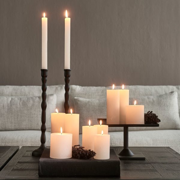 Pillar Candle Rustic white 7x18cm, Stumpenkerze – Bild 5