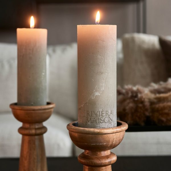 Pillar Candle Rustic flax 7x18cm, Stumpenkerze – Bild 2