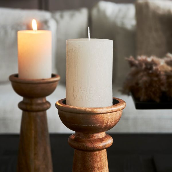 Pillar Candle Rustic white 7x10cm, Stumpenkerze – Bild 5