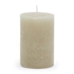 Pillar Candle Rustic flax 7x10cm, Stumpenkerze