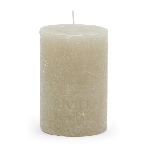 Pillar Candle Rustic flax 7x10cm, Stumpenkerze