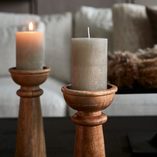 Pillar Candle Rustic flax 7x10cm, Stumpenkerze – Bild 3