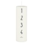 Adventskerze 1-4 weiß mit anthrazitfarbenen Zahlen 20cm