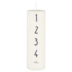 Adventskerze 1-4 weiß mit anthrazitfarbenen Zahlen 20cm