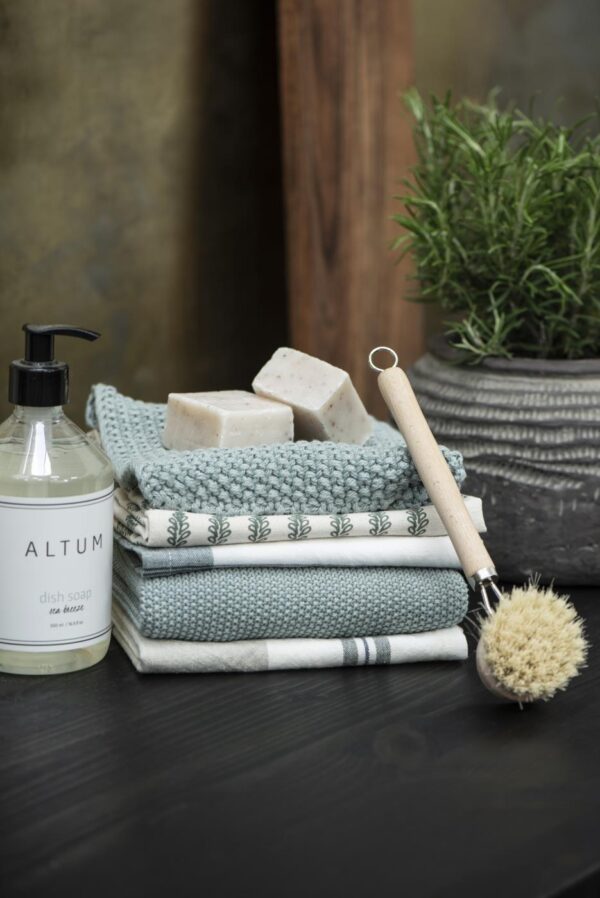 Handtuch Mynte Cornflower dusty green staubig grün gestrickt – Bild 3