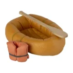 Schlauchboot Maus 12.5cm mit Schwimmweste und Paddel, Puppenhauszubehör