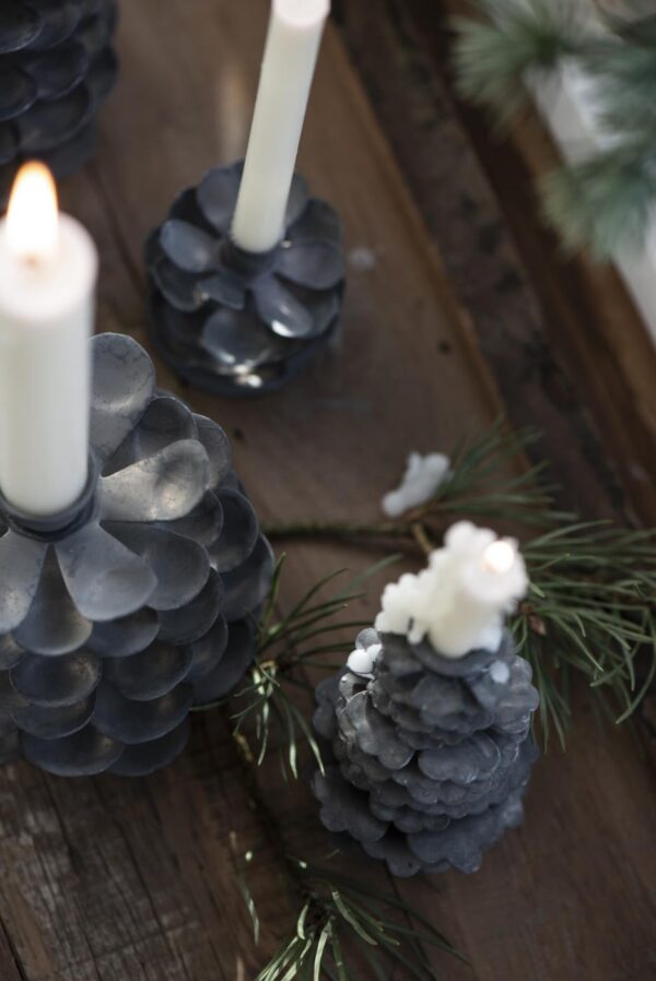 15730_W1400 Kerzenhalter Zapfen fĂŒr 2.2cm Stabkerzen grau â Bild 2