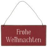 Metallschild Frohe Weihnachten rot 7x15cm