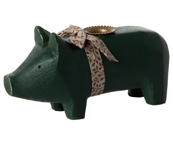 14-4801-01_11.png Kerzenständer Holzschwein dunkelgrün Medium 16cm – Bild 2
