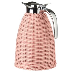 Thermoskanne Polyrattangeflecht rosa Edelstahl