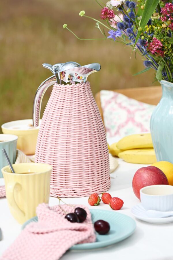 Thermoskanne Polyrattangeflecht rosa Edelstahl – Bild 3