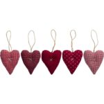 My Nostalgic Christmas 5er Set Stoff Herzen zum aufhängen, Adventsdeko