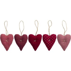 My Nostalgic Christmas 5er Set Stoff Herzen zum aufhängen, Adventsdeko