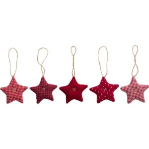 My Nostalgic Christmas 5er Set Stoff Sterne zum aufhängen, Adventsdeko