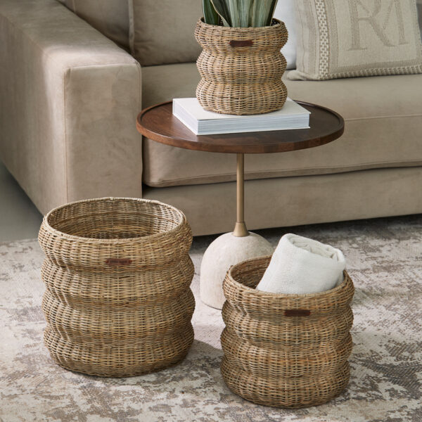 Rustic Rattan Menaggio Basket Set of 3, Set Aufbewahrungskörbe – Bild 2
